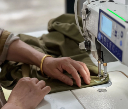 Tailor workspace with fabrics